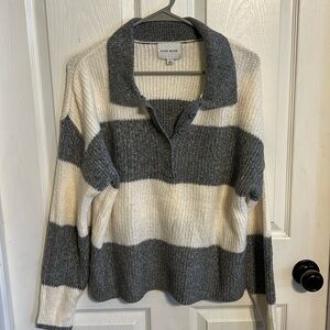 Pink Rose women’s Striped Collared Sweater